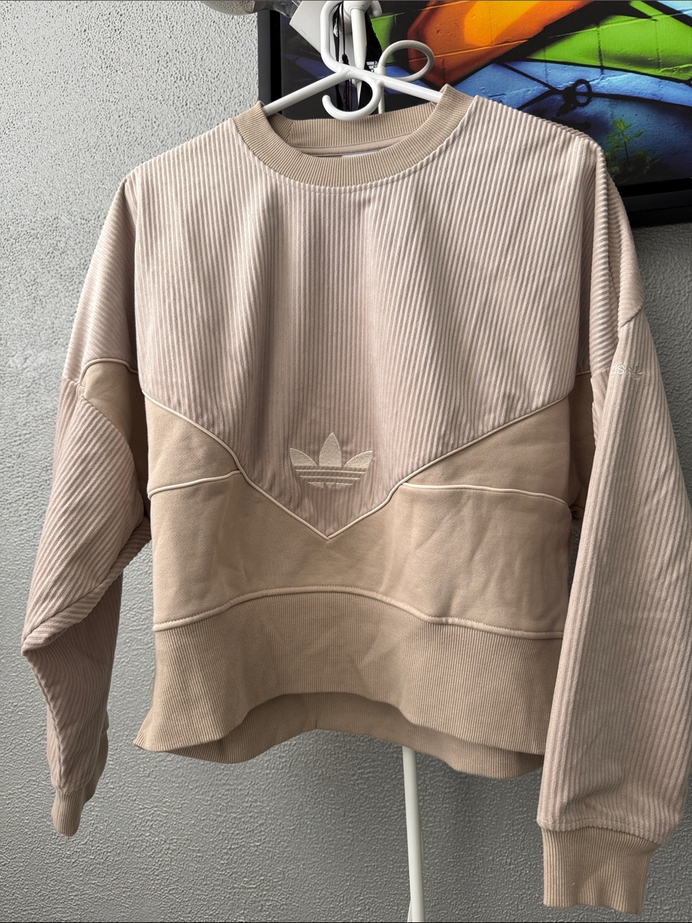 adidas Trefoil Crewneck Sweatshirt in Beige